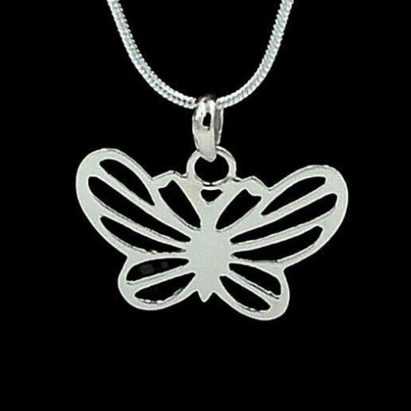 Polished Butterfly Necklace Solid Silver - Picture 1 of 1